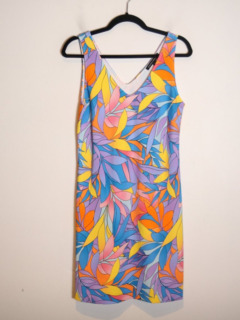 Boston Proper Beyond Travel Print V Neck Mini Dress Small Rainforest Leaf Escape